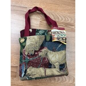 Vintage Mia Lane Labrador Christmas Puppies Tapestry Throw Blanket & Bag NEW